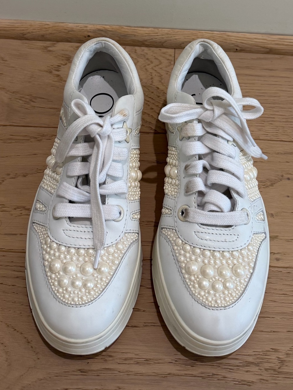 Jimmy Choo Women's White Pearl-Embellished Sneakers